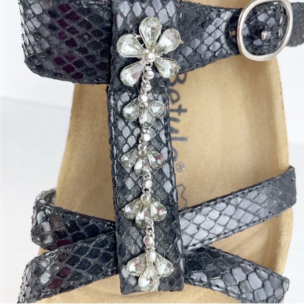 Birkenstock Betula Tango Black Snake Print Crystal Open Back Sandals - Picture 9 of 12
